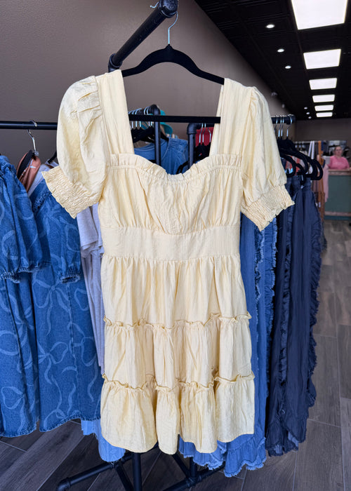 Blu Pepper Square Neck Ruffle Detail Tiered Mini Dress
