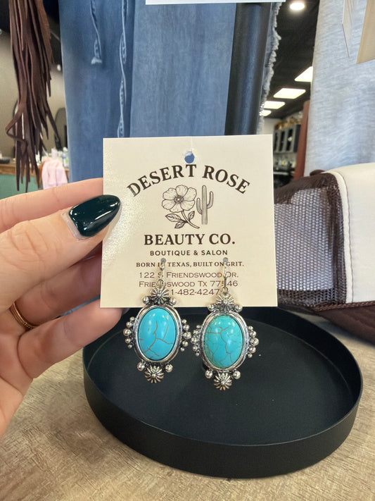 Squash Blossom Earrings: SBTQ-Turquoise / OS