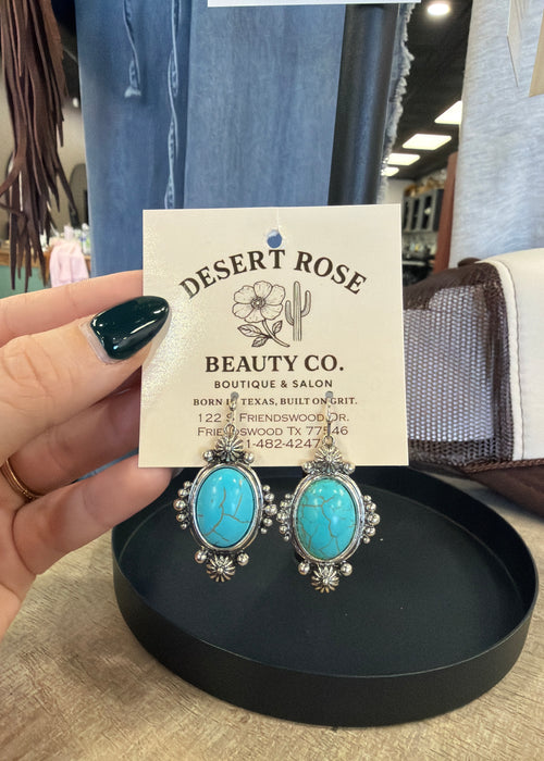 Squash Blossom Earrings: SBTQ-Turquoise / OS