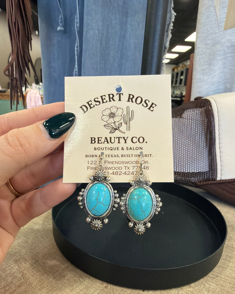 Squash Blossom Earrings: SBTQ-Turquoise / OS