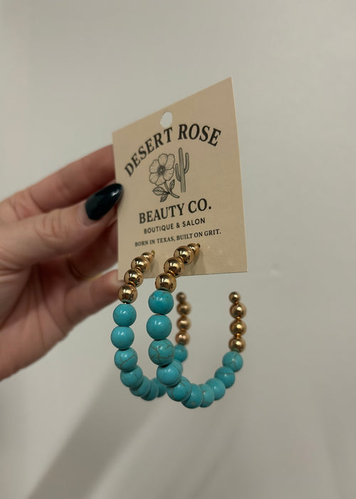 Turquoise and gold hoops