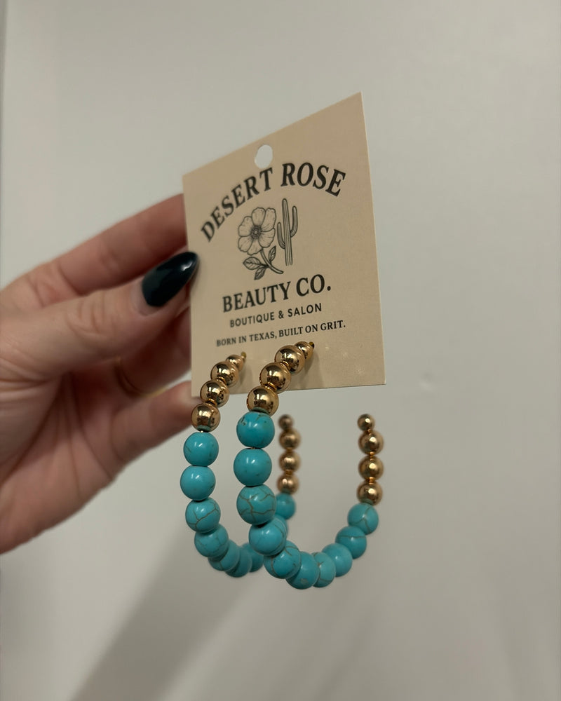 Turquoise and gold hoops