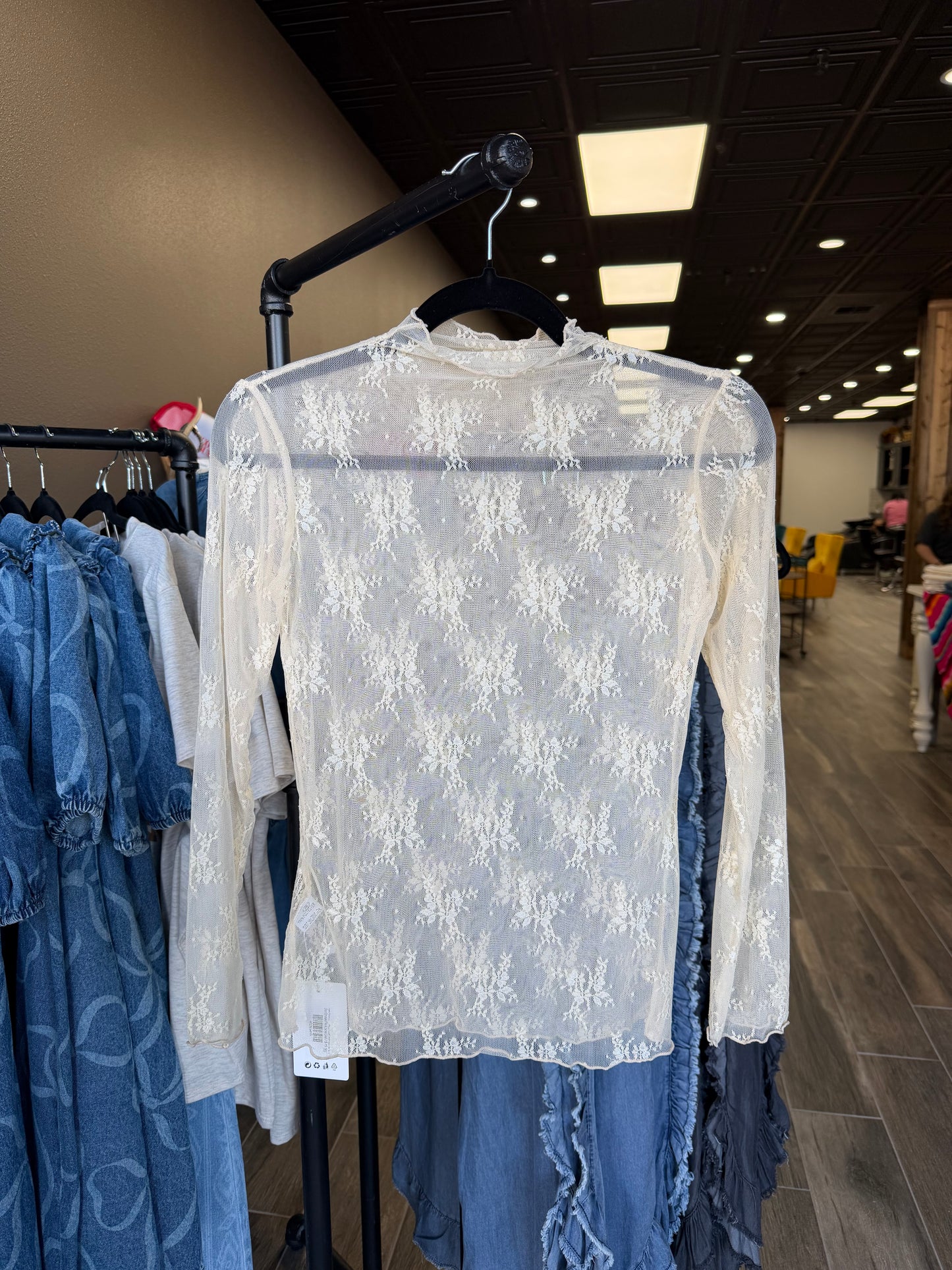 Rose Semi Sheer Mesh Floral Lace Layering (Taupe)