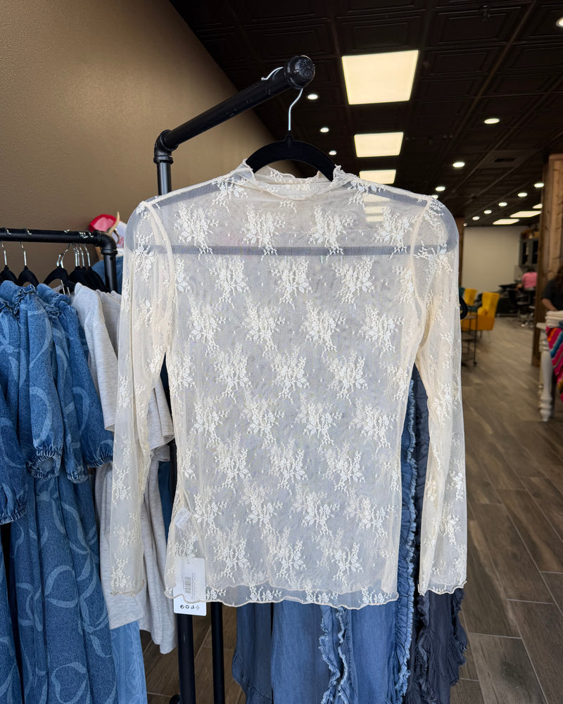 Rose Semi Sheer Mesh Floral Lace Layering (Taupe)