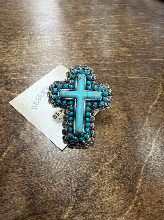Western Hand Stone Cross Stretch Ring