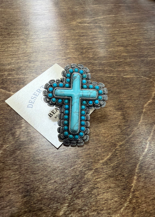Western Hand Stone Cross Stretch Ring