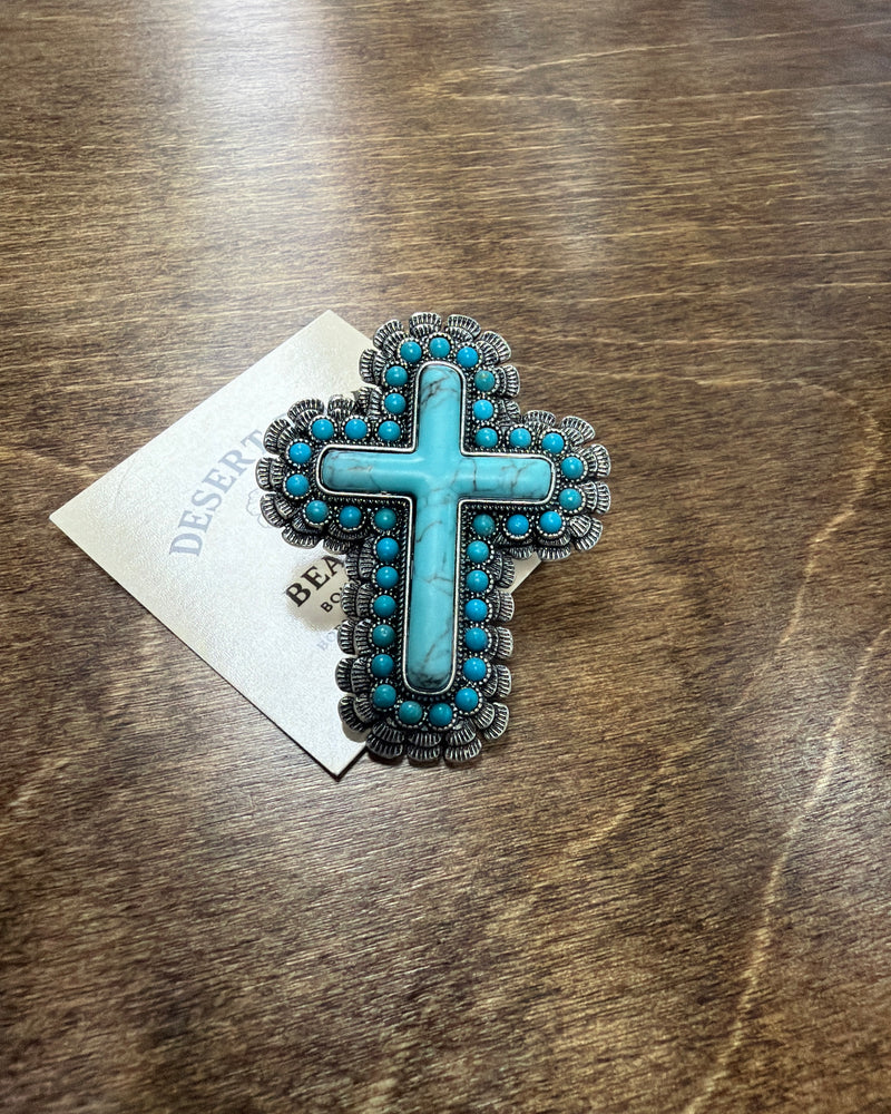 Western Hand Stone Cross Stretch Ring