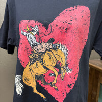 Rebel Black Buckhorse Heart Top