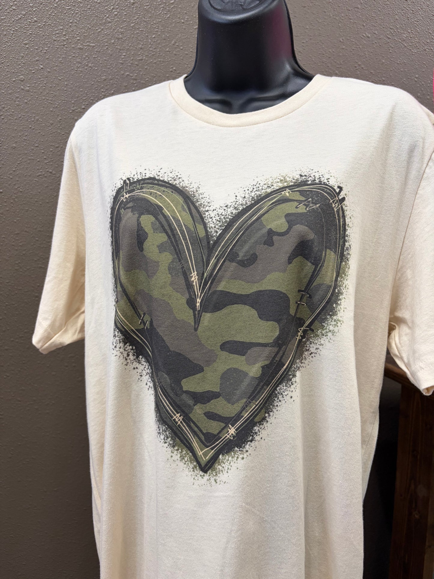 Rebel Camo Outline Heart Top