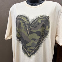 Rebel Camo Outline Heart Top