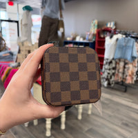 Checker Pattern PU Leather Jewelry Box