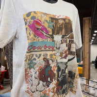 Raisin' Cowboy Collage Top