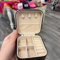 Checker Pattern PU Leather Jewelry Box