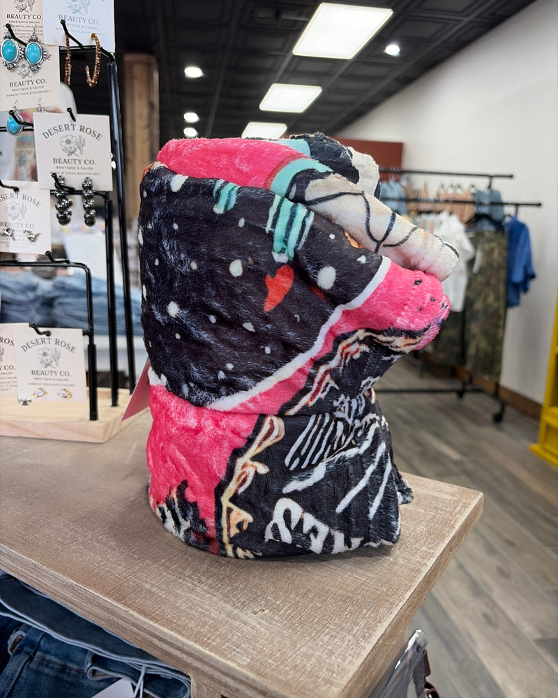 Western Cactus Print Flannel Blanket