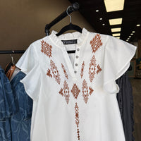LB Ivory Embroidered Ruffle Shirt