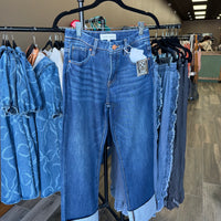 Risen TC 4-way Str High Rise Ankle Straight Jeans w/Wide Cuffed Hem
