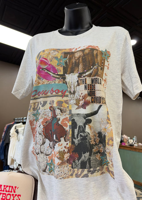 Raisin' Cowboy Collage Top