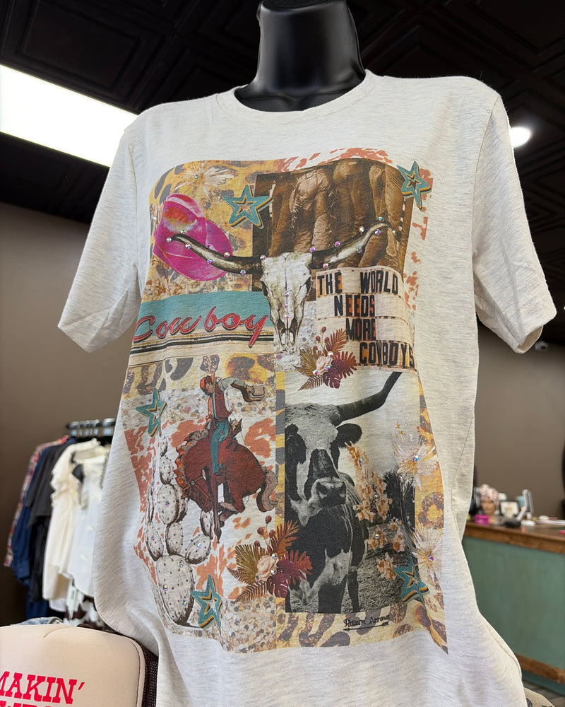 Raisin' Cowboy Collage Top