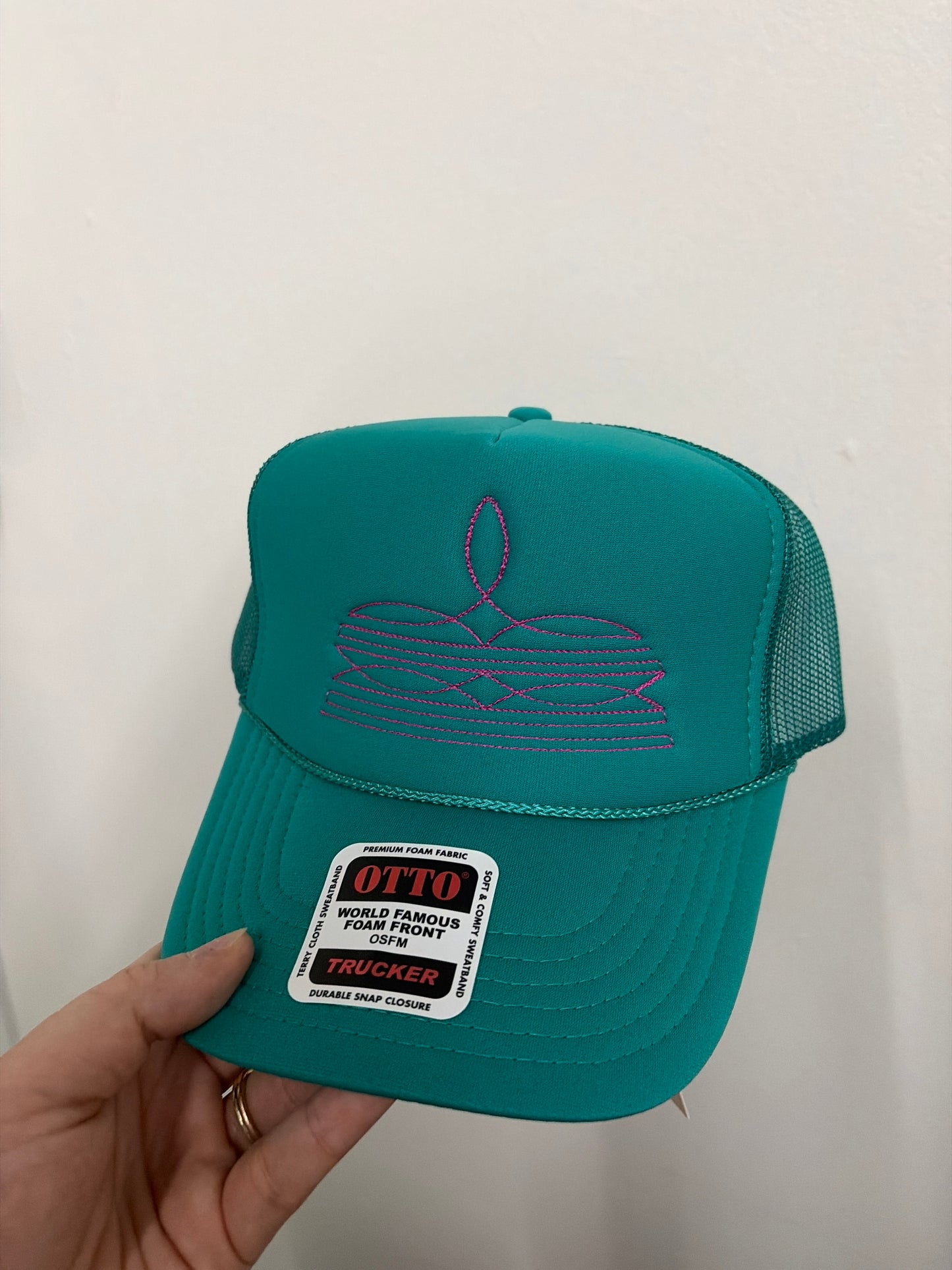 teal boot stitch