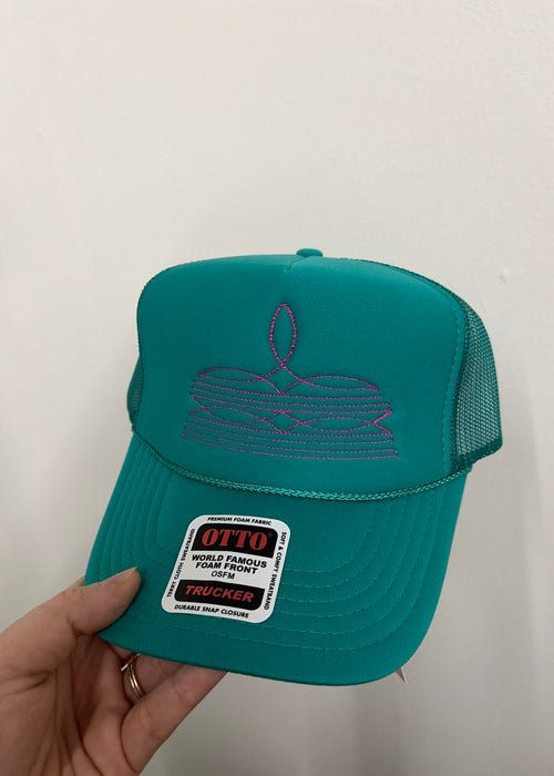teal boot stitch