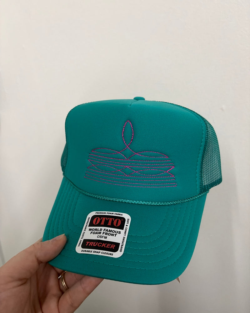 teal boot stitch