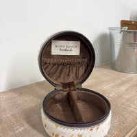 White and gold cowhide jewelry box