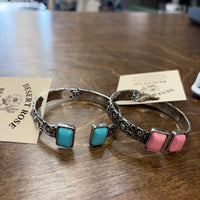 Western Stone Hinge Bangle Bracelet