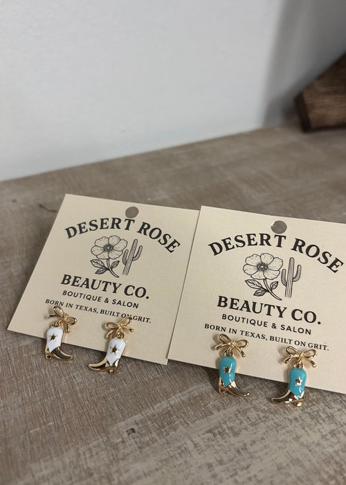Boot earrings in white and blue