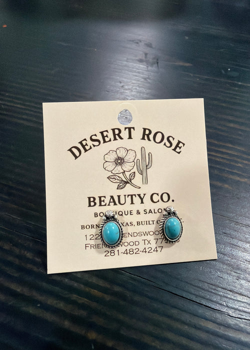 Turquoise oval rope lined stud