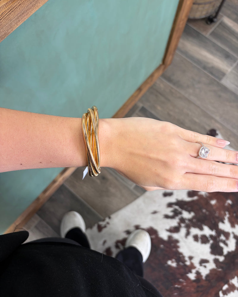 Knotted Elastic Coil Bracelet Set
