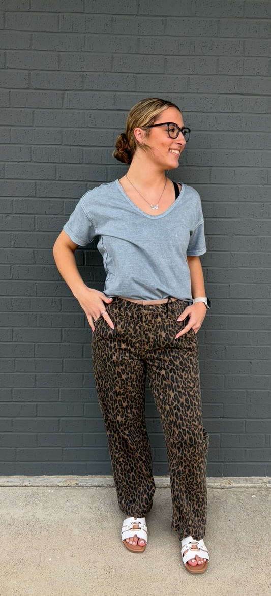 Risen Mid Rise Crop Relaxed Pants Camel