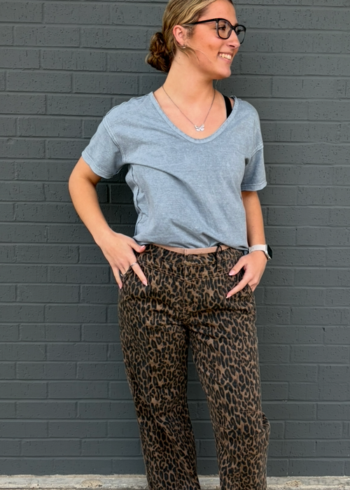 Risen Mid Rise Crop Relaxed Pants Camel