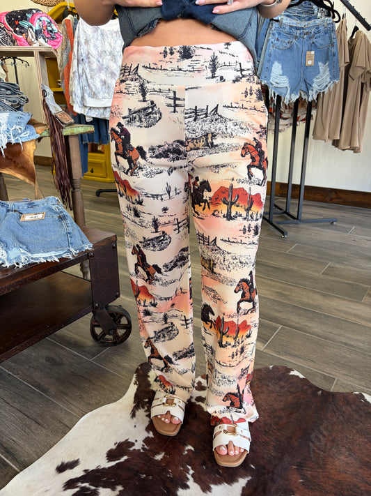 First Order Western Print 3" Elastic Waist Pants