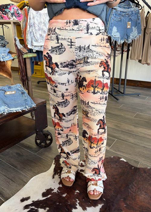 First Order Western Print 3" Elastic Waist Pants