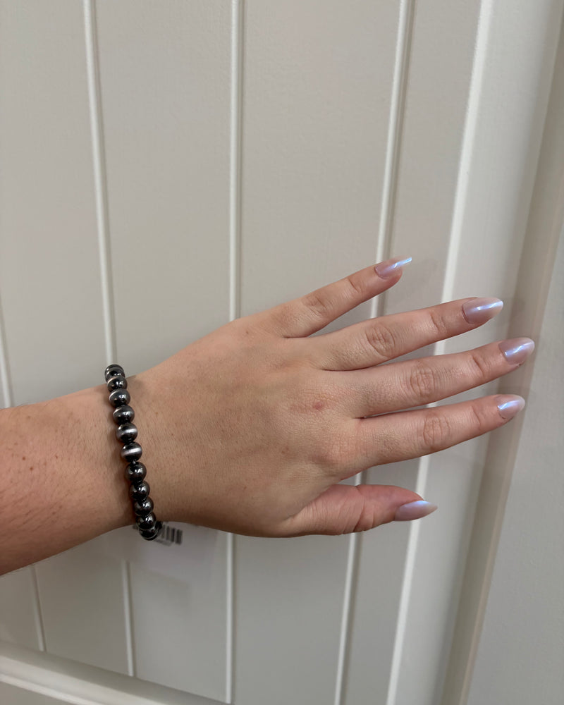 8mm Navajo Style Pearl Stretch Bracelet