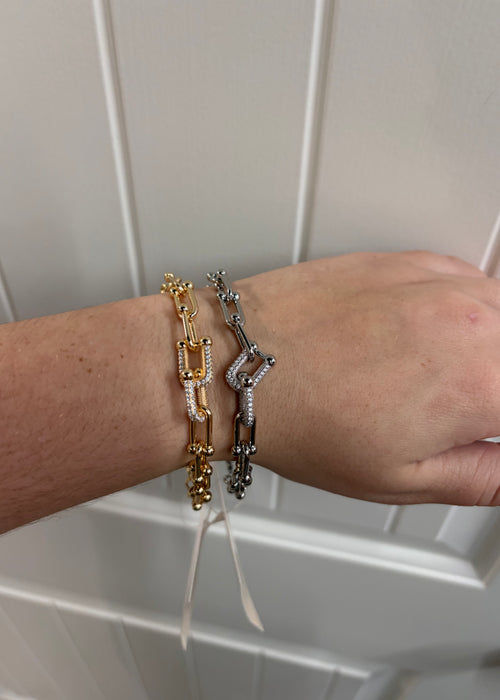 Pave U CZ Chain Link Bracelet