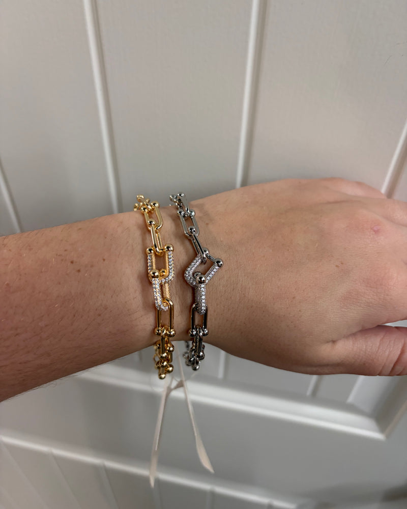 Pave U CZ Chain Link Bracelet
